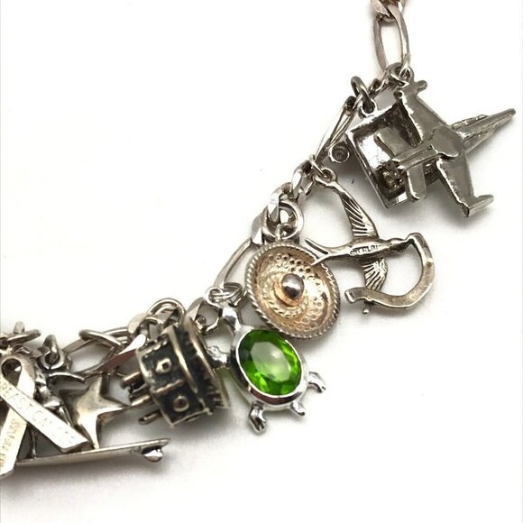 Vintage 925 Sterling Silver Full Loaded Charm Bracelet 7" - Picture 5 of 8